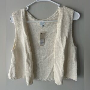 Francesca’s Cream Knit Open Vest